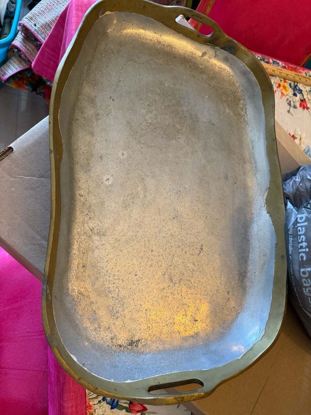 Aluminium and Brass Serving Tray by David Marshall (circa 1980s) - Large at
